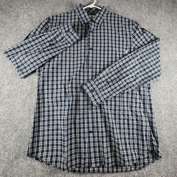 Timberland Other - Timberland Mens XL Slim Fit Plaid Button Down Shirt‎ Navy Blue White Long Sleeve
